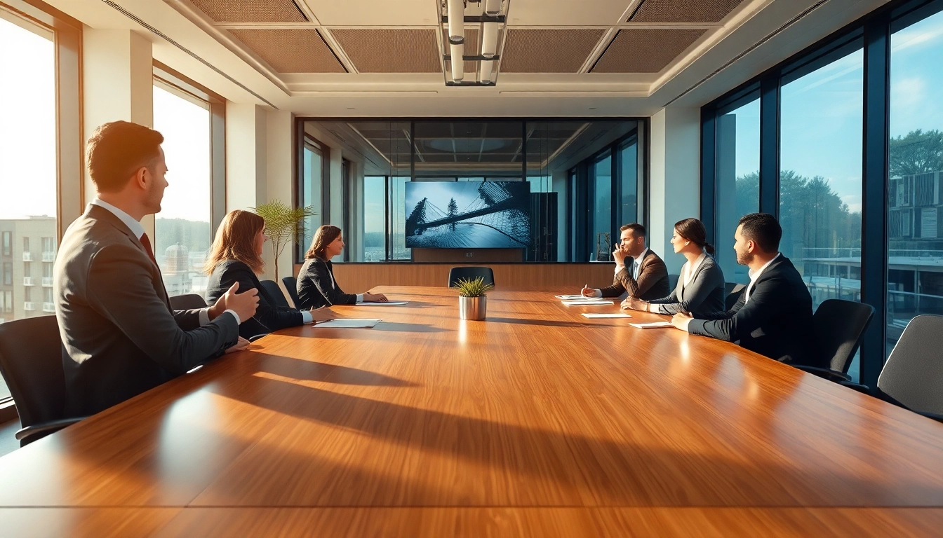 Headhunter Saarbrücken: Strategische Besprechung in modernem Büro mit Führungskräften.
