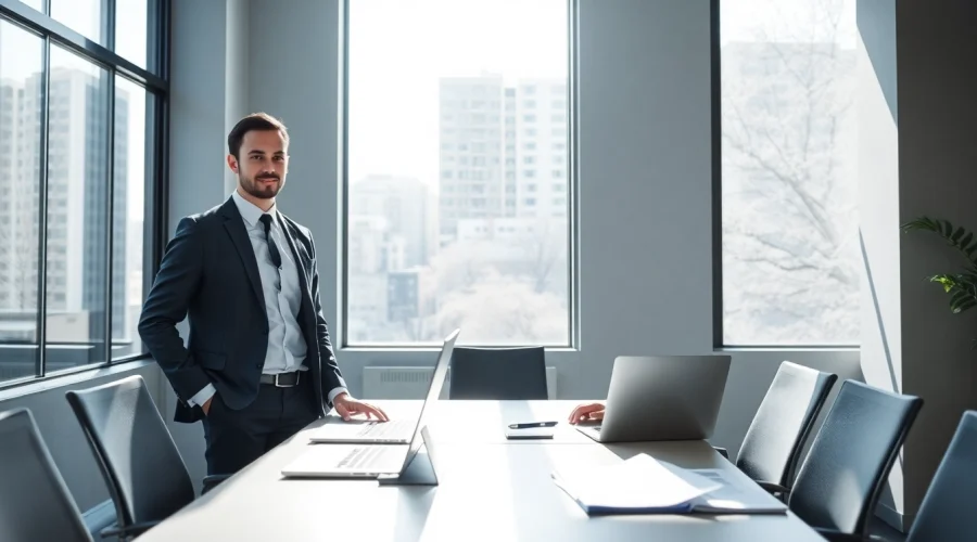 Personalvermittlung durch einen modernen Personalvermittler in einem einladenden Büro, der Bewerber berät.