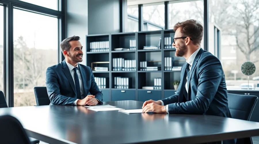 Headhunter Braunschweig führt ein Gespräch mit einem Kandidaten in einem modernen Büro.