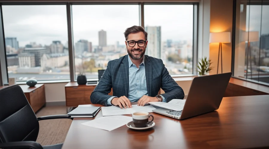 Professioneller Headhunter Kassel arbeitet engagiert in modernem Büro.