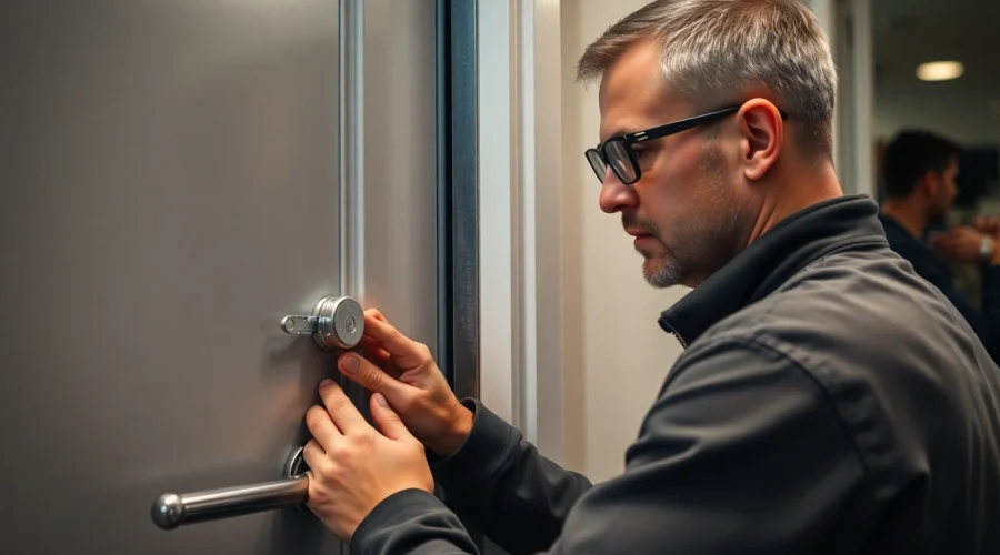 Schlüsseldienst Pforzheim öffnet beschädigungsfrei eine Tür mit modernem Werkzeug.