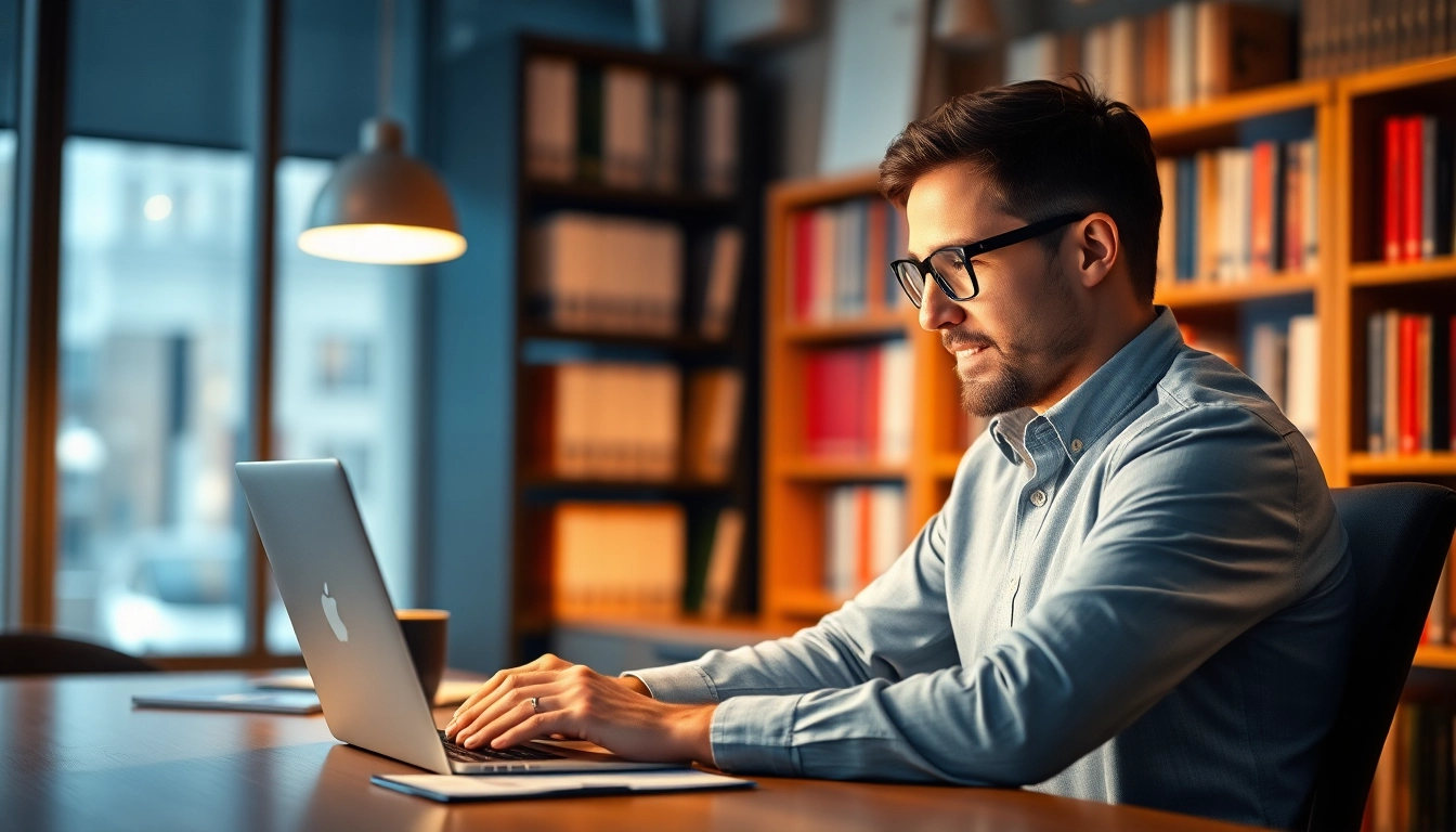 Headhunter IT bei der Arbeit in einem modernen Büro, der Fachkenntnisse im Casting von IT-Profis demonstriert.