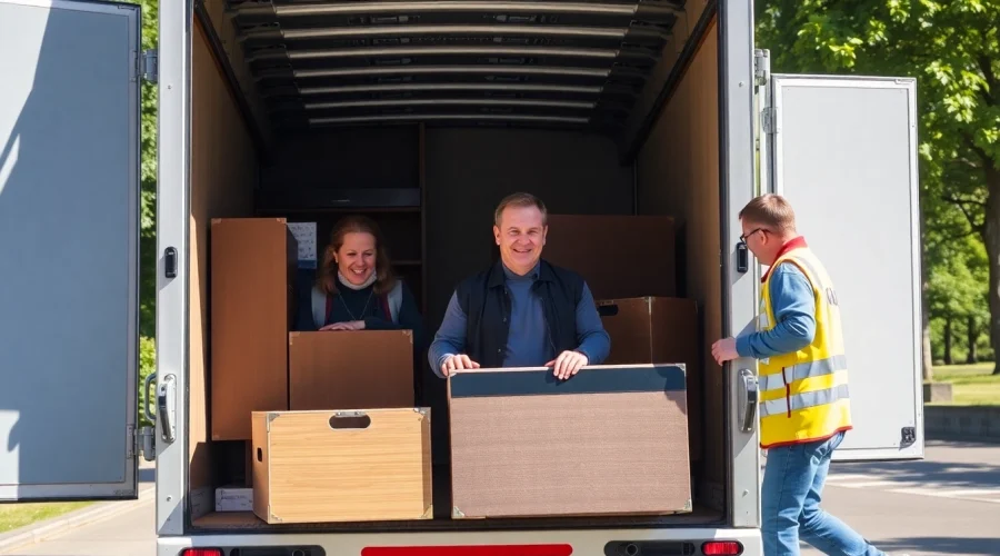Umzugsunternehmen Hagen: Professionelle Umzugshelfer beim Transport von Möbeln in einem modernen LKW.