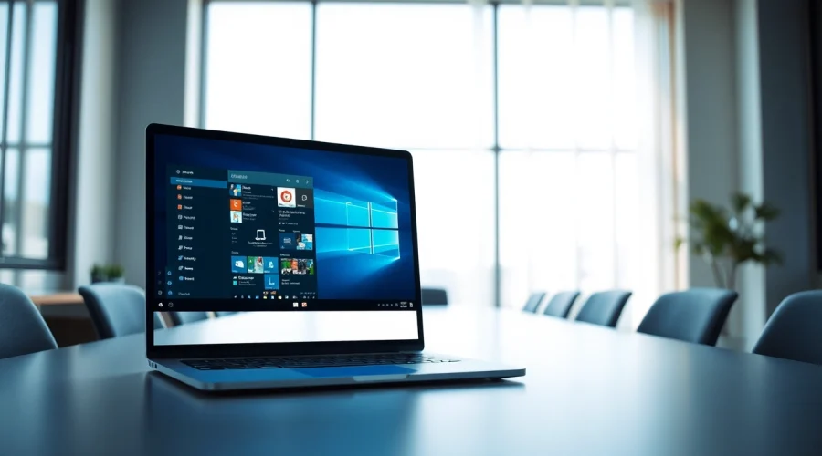 Entdecke die Benutzeroberfläche von Windows 11 Pro kaufen in einem modernen Büro mit inspirierendem Licht.