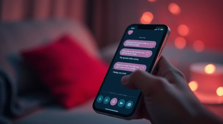 Engaging AI sex chat free conversation on a smartphone screen in a cozy setting.