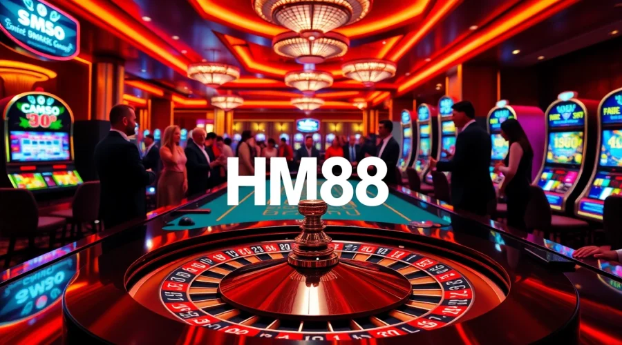 Engaging players placing bets at a vibrant casino table featuring HM88.